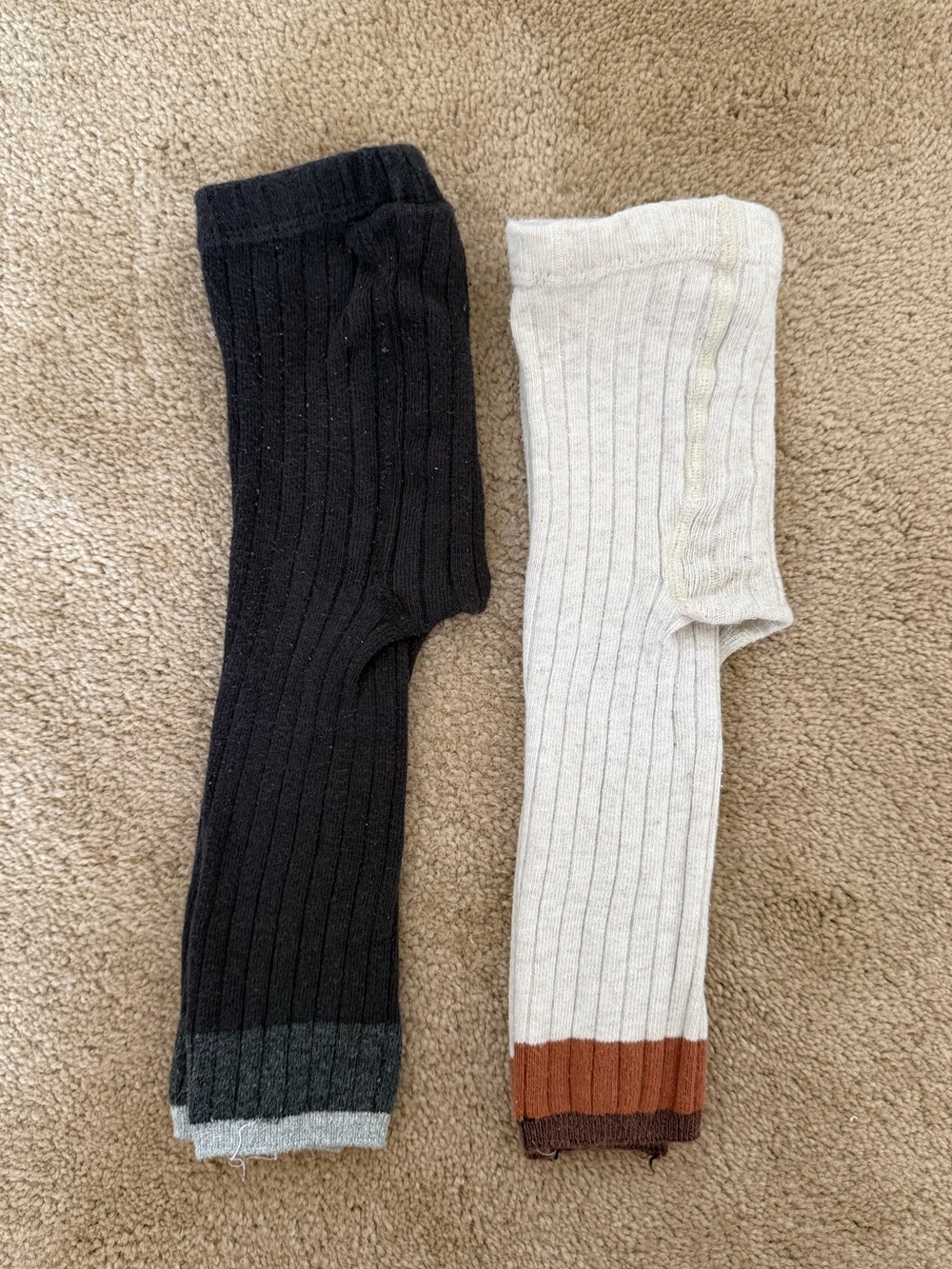 Zara Kids Ribbed Leg Warmers in Black & Cream with Colorblock Cuffs
